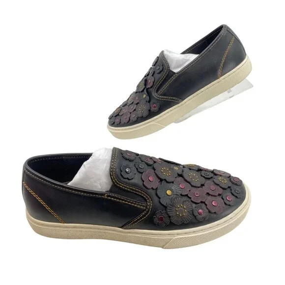 Coach | Shoes | Coach Black Floral Slipon Loafers Size 9  display picture 2